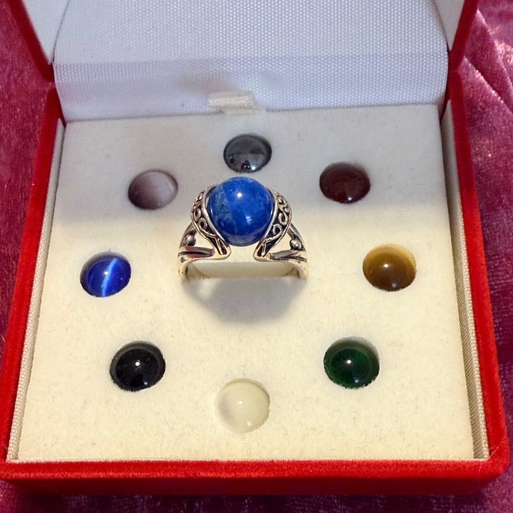 Silver Ring with changeable Cabochons